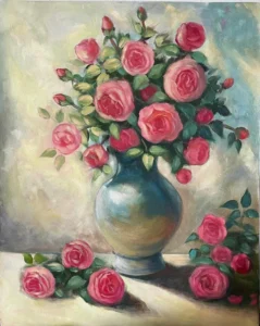 vẽ tranh tường hoa hồng leo cho quán cafe