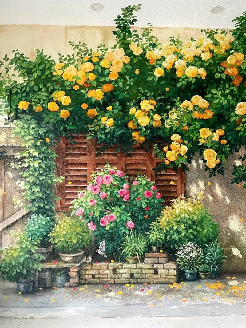 tranh vẽ hoa hồng nghệ thuật 