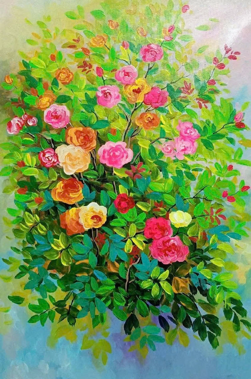 vẽ tranh hoa hồng sơn dầu 