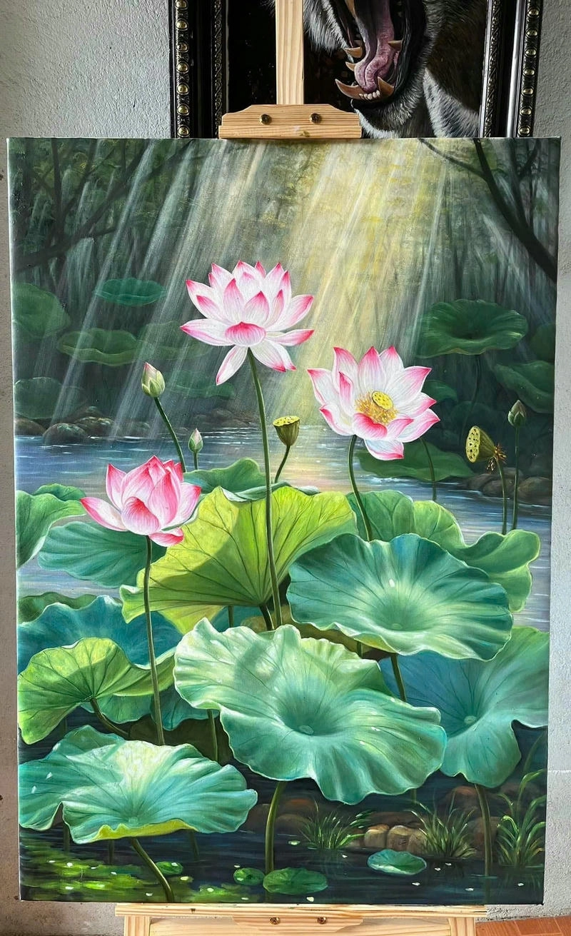 tranh vẽ hoa sen ý nghĩa 