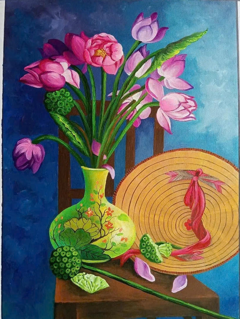 tranh vẽ hoa sen thanh tịnh 