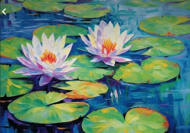 hoa sen tranh vẽ nghệ thuật 