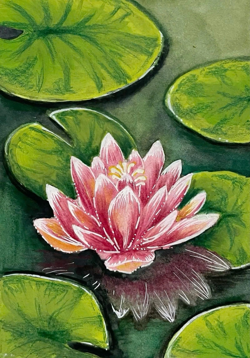 tranh vẽ hoa sen phòng khách 