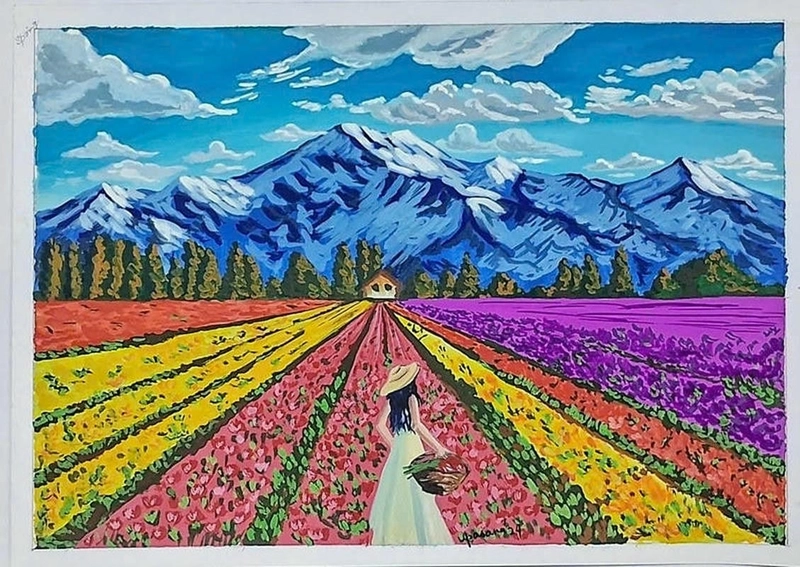 vẽ tranh hoa tulip bằng bút chì 
