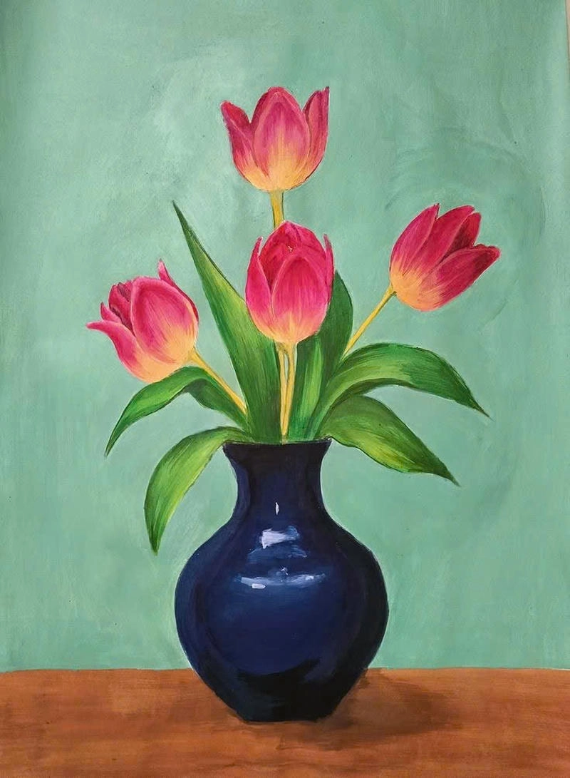 tranh vẽ hoa tulip đẹp nghệ thuật 