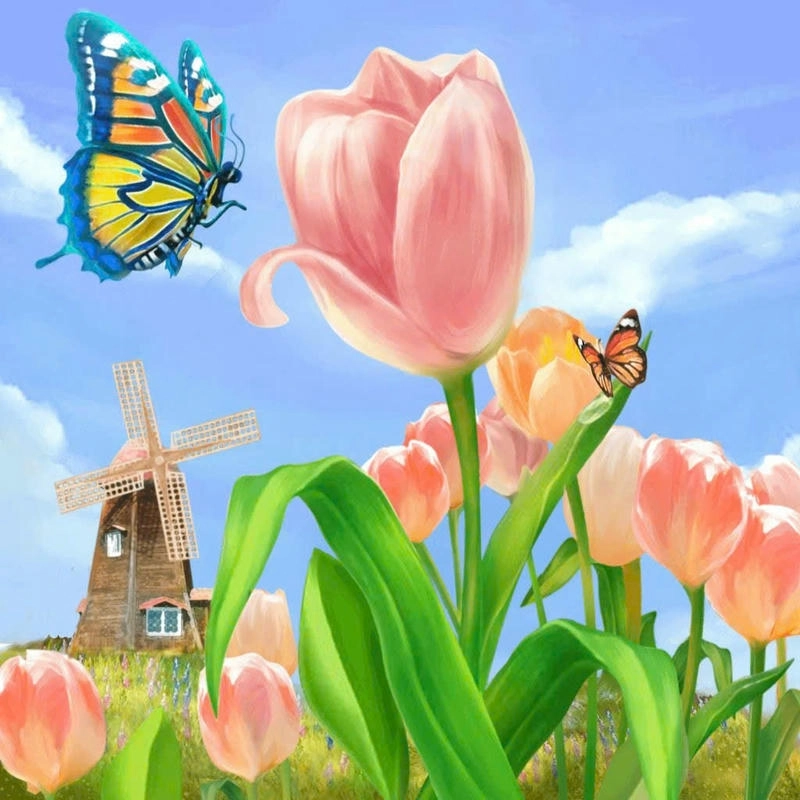 tranh vẽ hoa tulip trang trí phòng 
