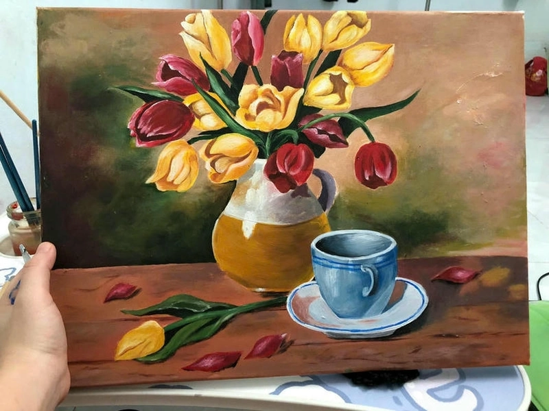 hình vẽ hoa tulip cho học sinh 