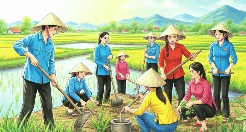 tranh vẽ cộng đồng đơn giản 