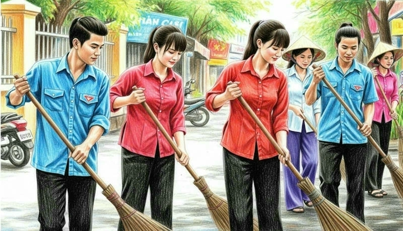 tranh cộng đồng văn minh sạch đẹp 