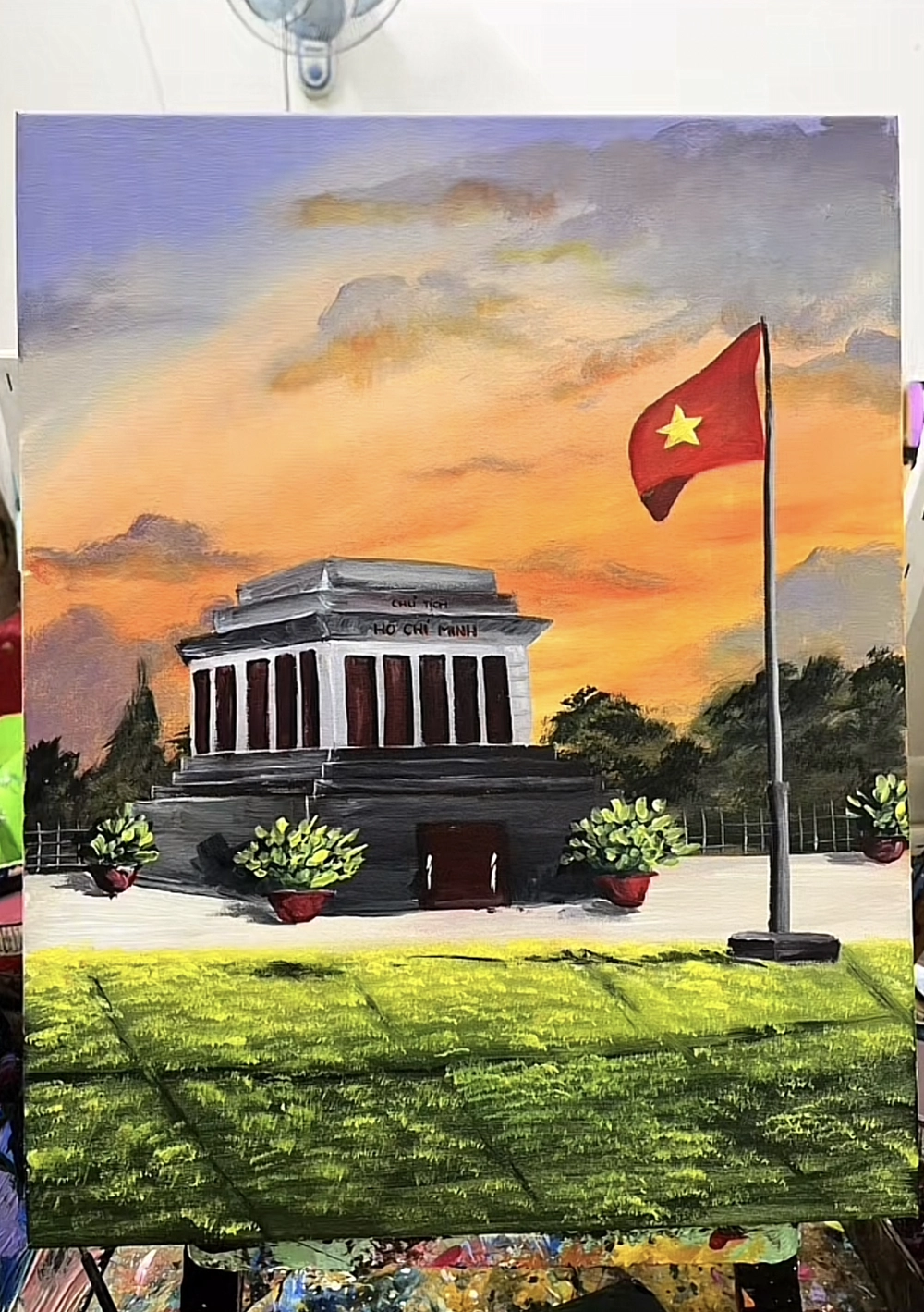 vẽ tranh lăng bác 