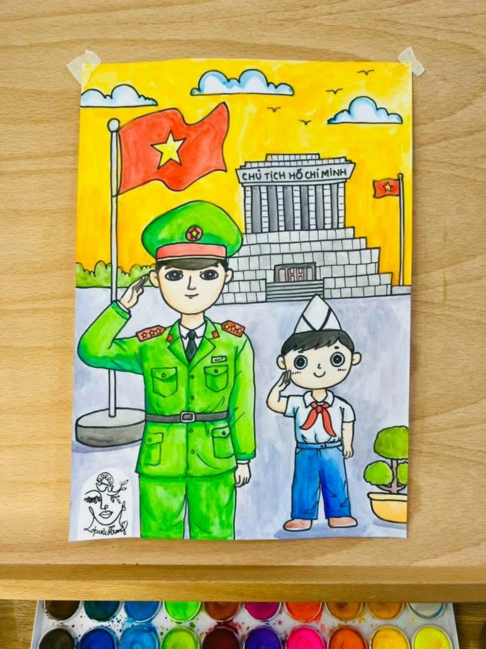 tranh bác hồ đơn giản 