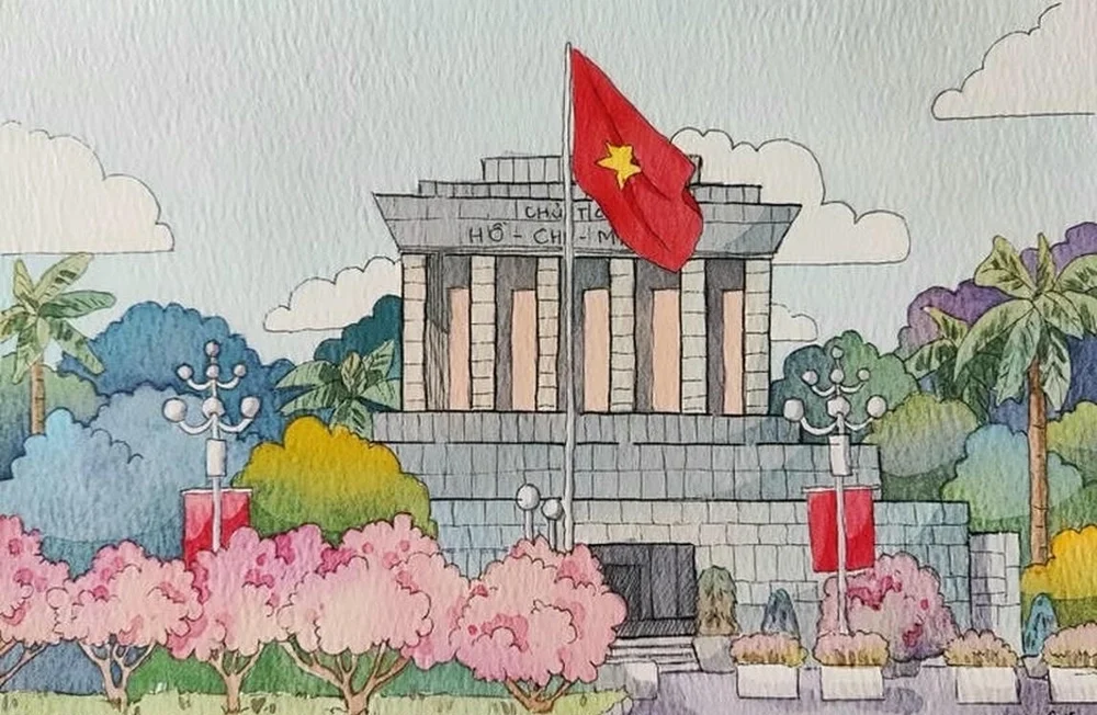 lăng bác vẽ đơn giản 