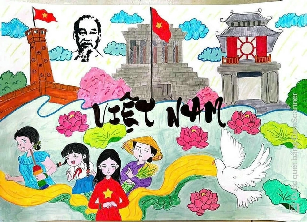 vẽ tranh bác hồ chưa tô 