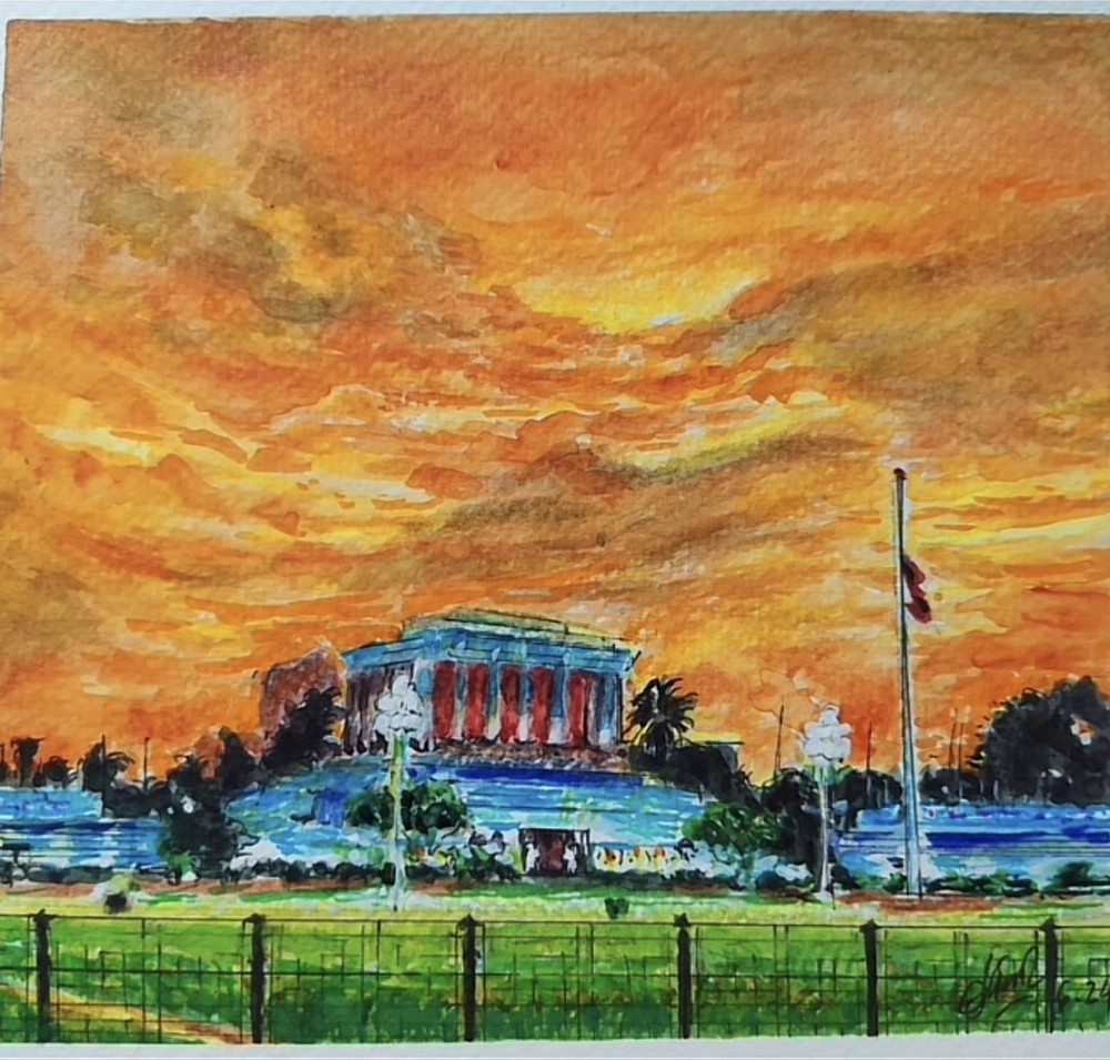 tranh lăng bác đơn giản 