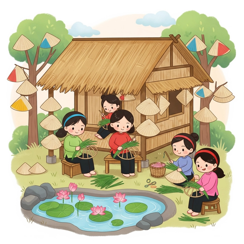 tranh vẽ nghề làm nhang truyền thống tâm linh 