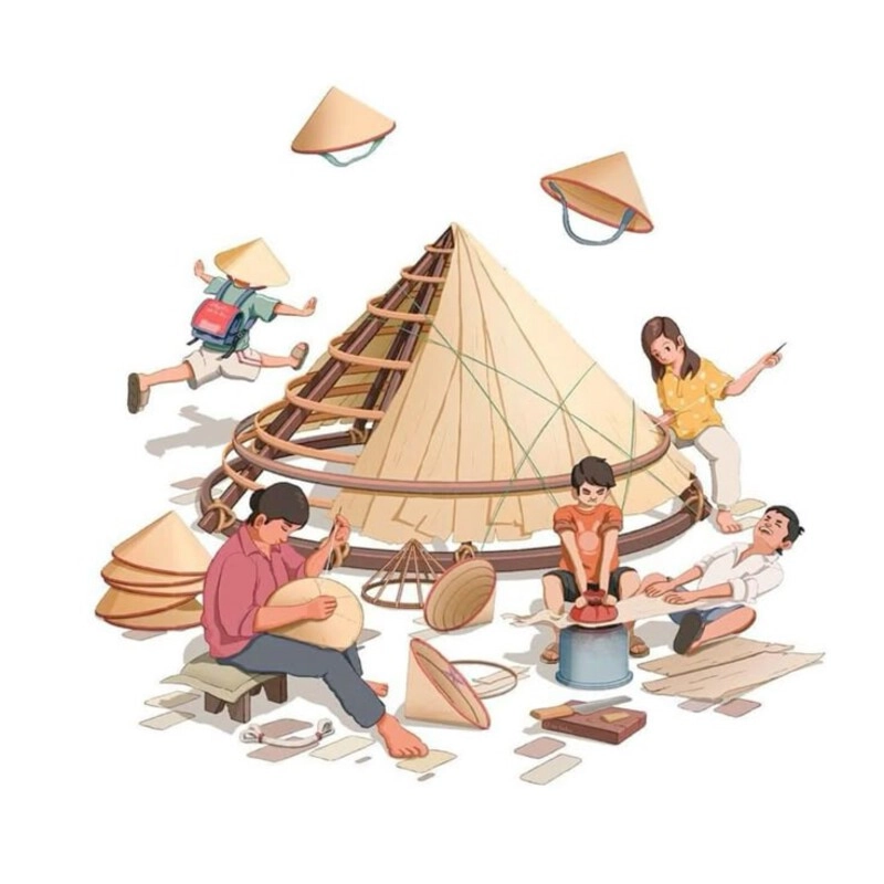 tranh vẽ nghề làm muối vùng biển việt nam 