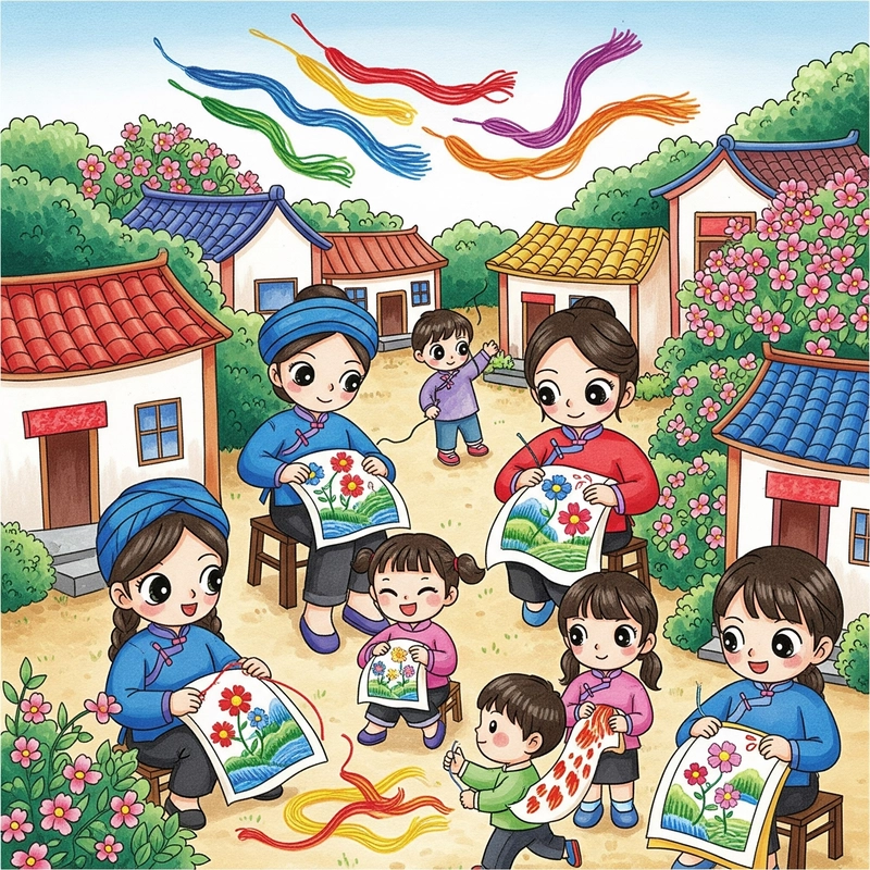 tranh vẽ nghề dệt chiếu nông thôn việt 
