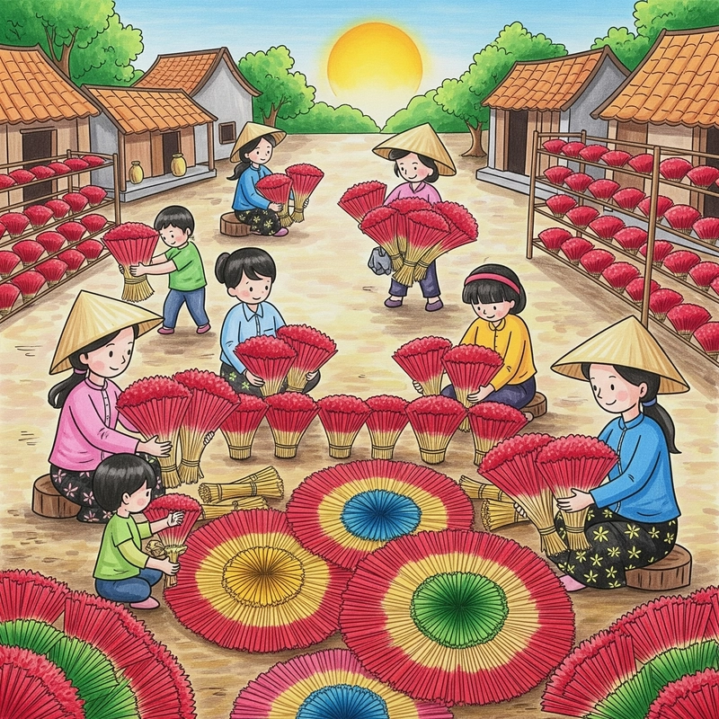 tranh vẽ làng nghề truyền thống việt nam 