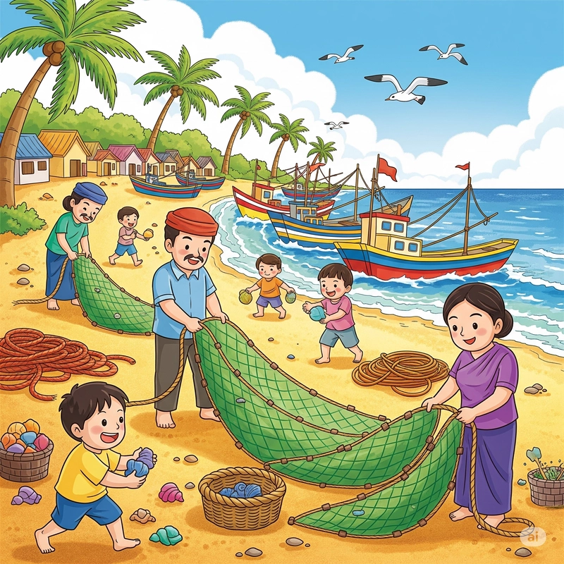 tranh đơn giản làng nghề truyền thống học sinh 