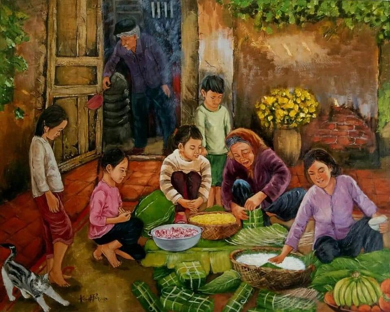 vẽ tranh nghề truyền thống ở việt nam sinh động 