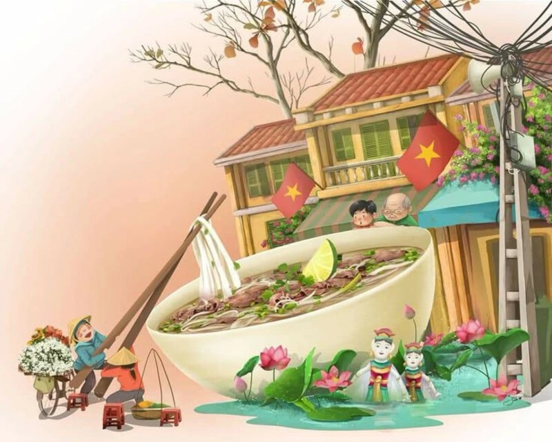 tranh vẽ các món ăn việt nam phổ biến 