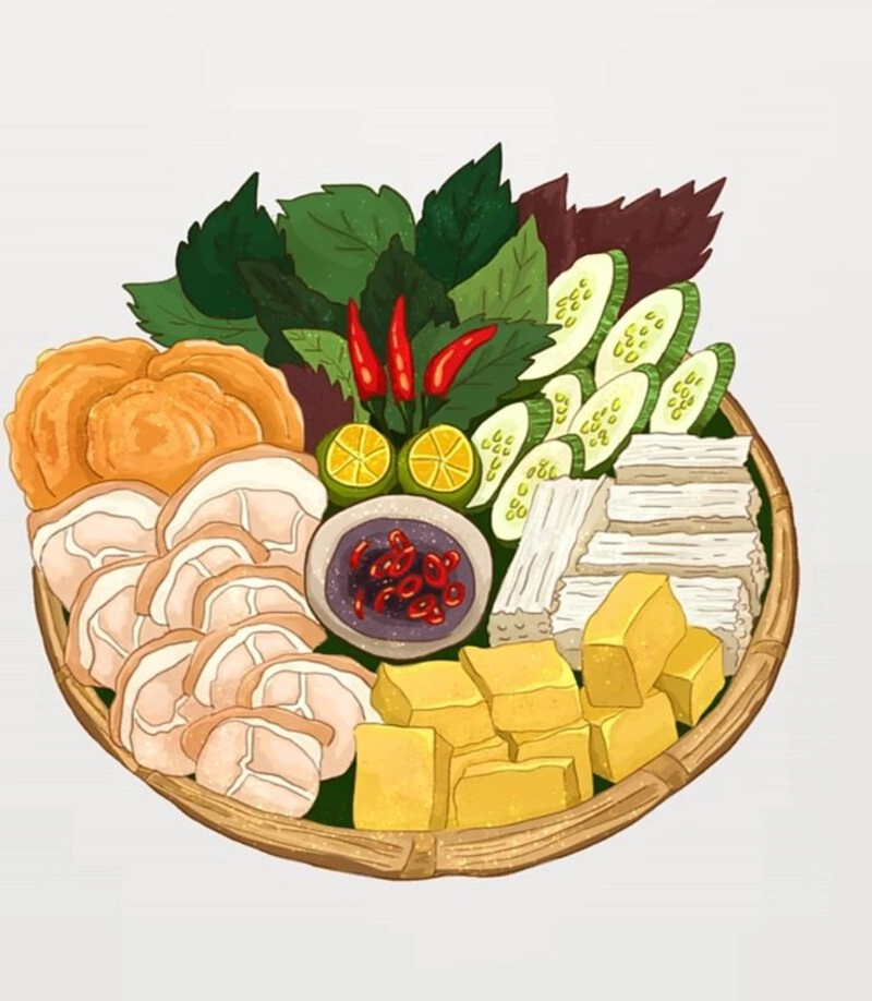 tranh vẽ món ăn việt nam đơn giản cho bé 
