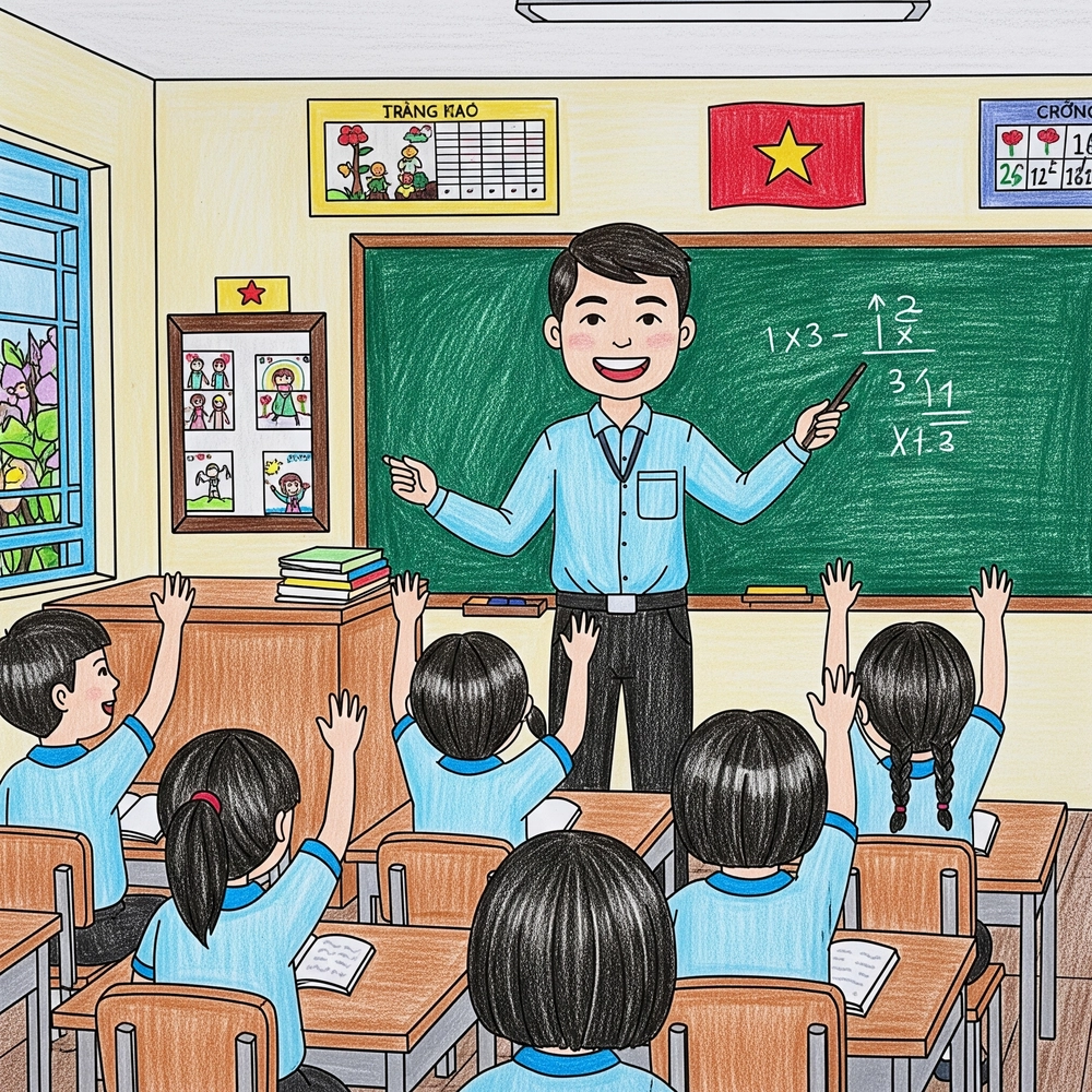 tranh vẽ nghề giáo viên tô màu đẹp 