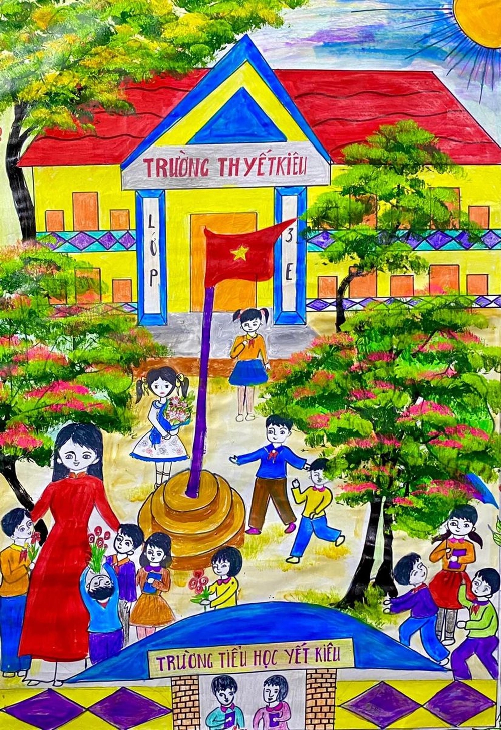 tranh vẽ nghề giáo viên đơn giản dễ vẽ 