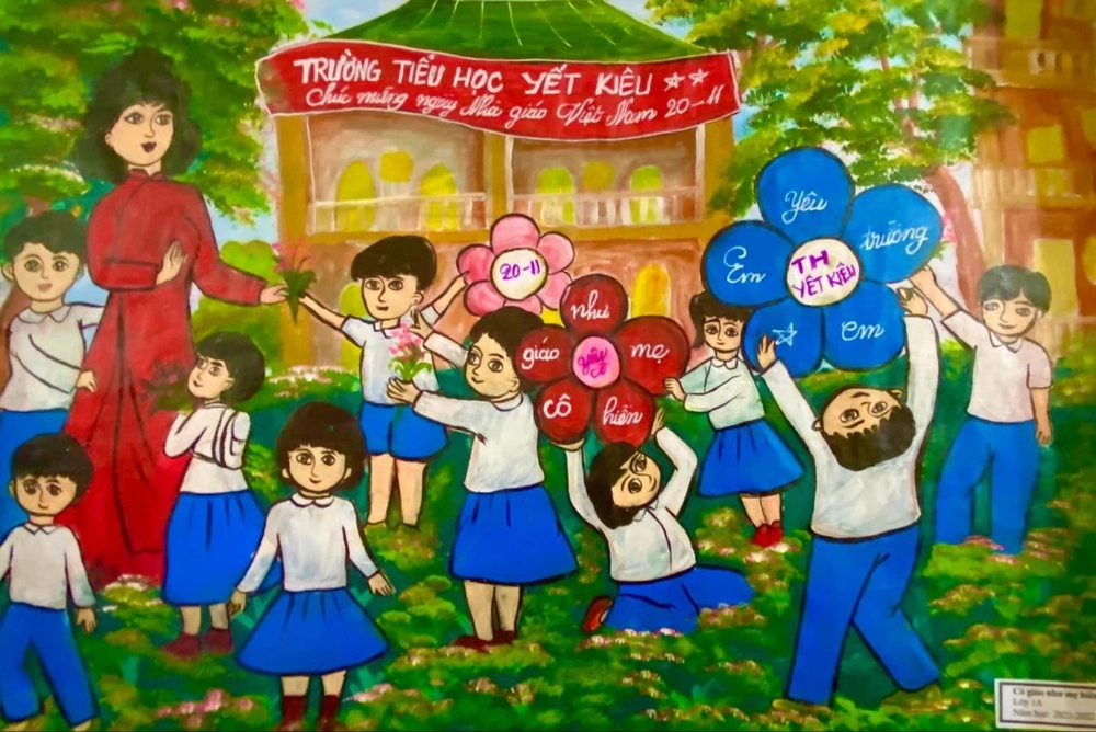 tranh vẽ về nghề giáo viên và học trò 