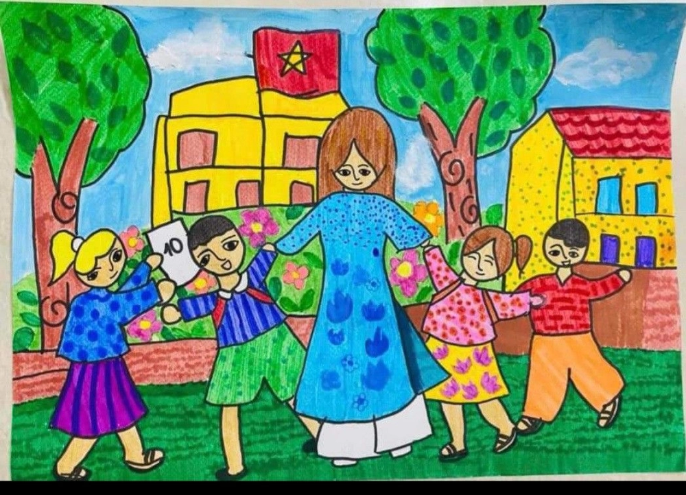 vẽ tranh nghề giáo viên đề tài mỹ thuật 