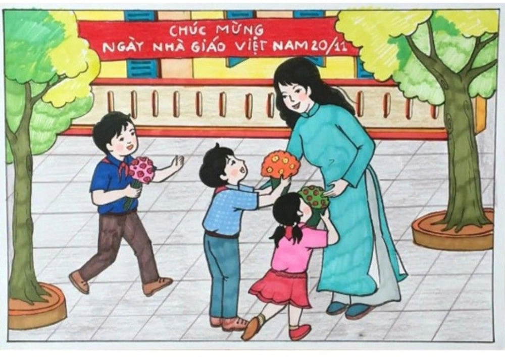 vẽ tranh nghề nghiệp cô giáo sáng tạo 