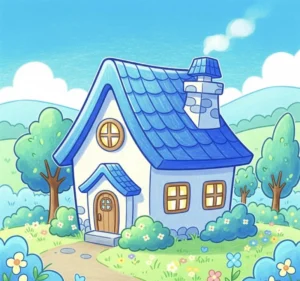 in tranh vẽ ngôi nhà trang trí lớp