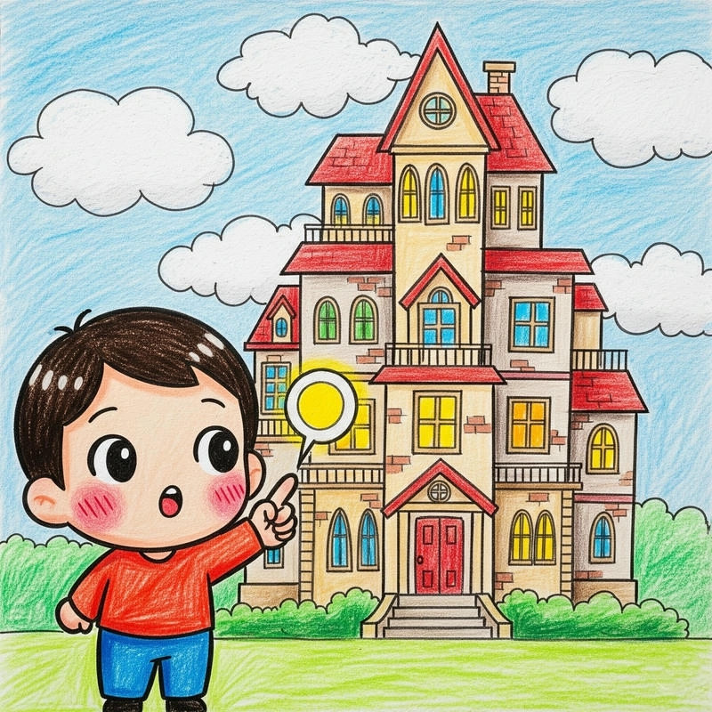 hình ảnh ngôi nhà tranh vẽ màu sắc 