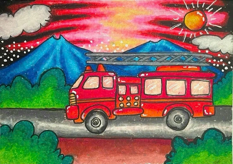 tranh vẽ ô tô cho bé 