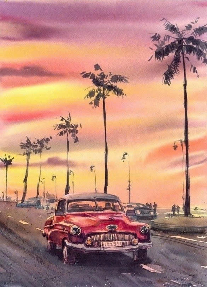 tranh vẽ ô tô đơn giản 