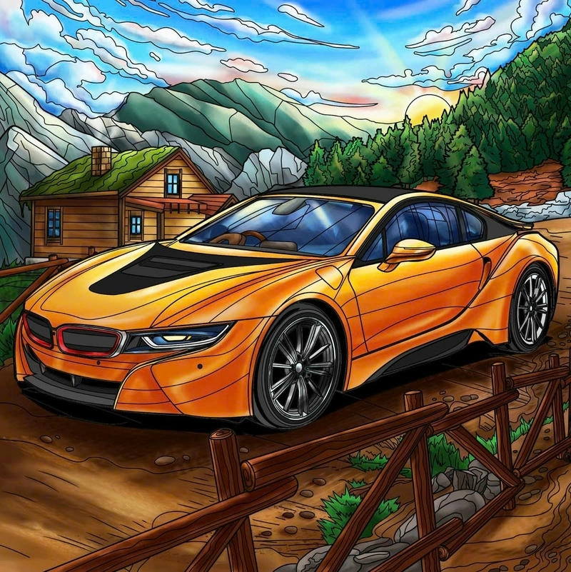tranh vẽ xe lamborghini 