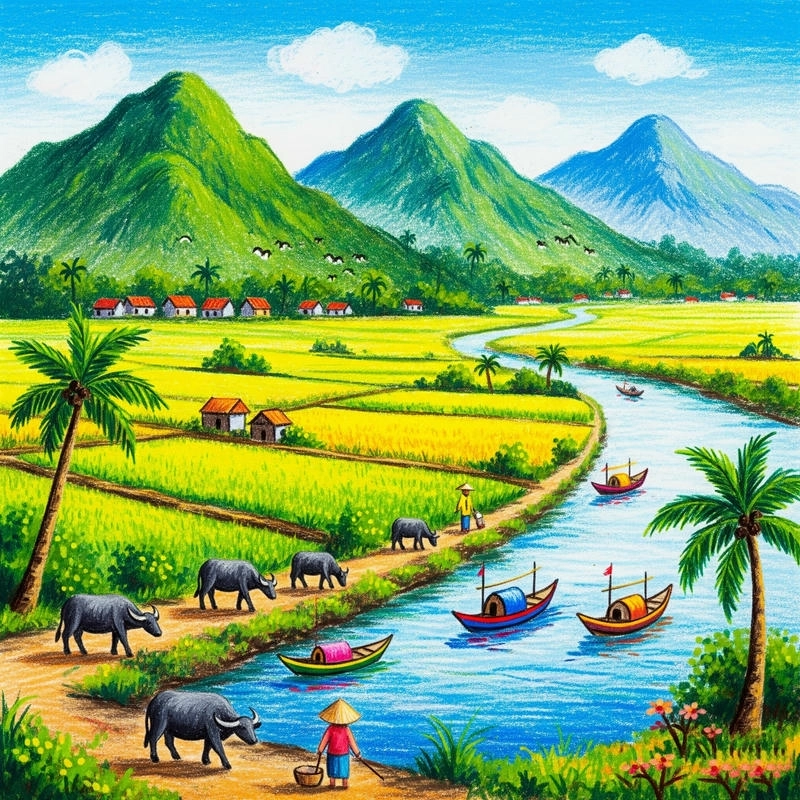 vẽ tranh phong cảnh lớp 5 sáng tạo 