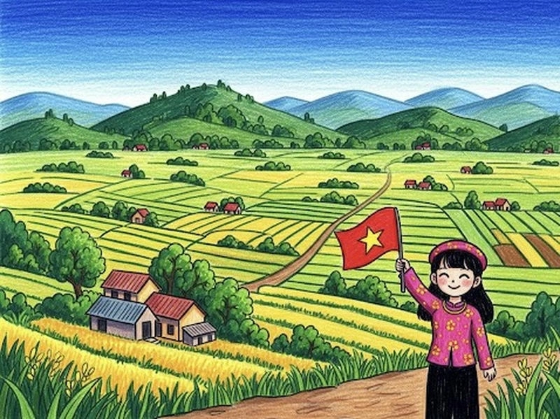 tranh vẽ quê hương đất nước thiếu nhi 