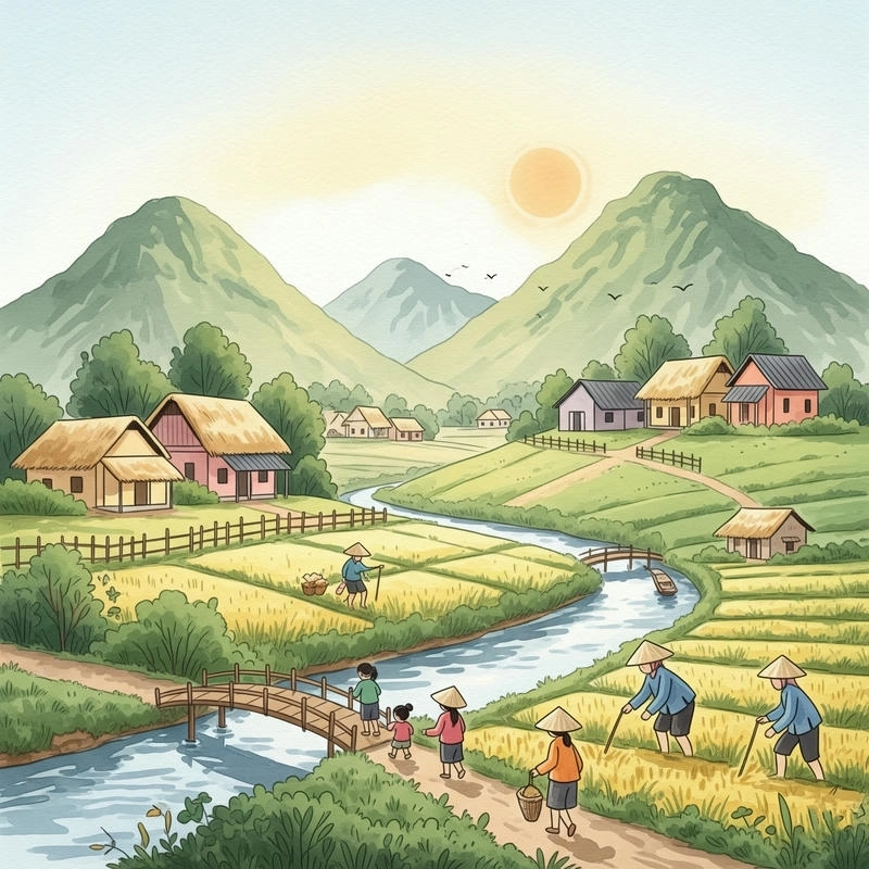 tranh vẽ yêu quê hương đất nước đơn giản 