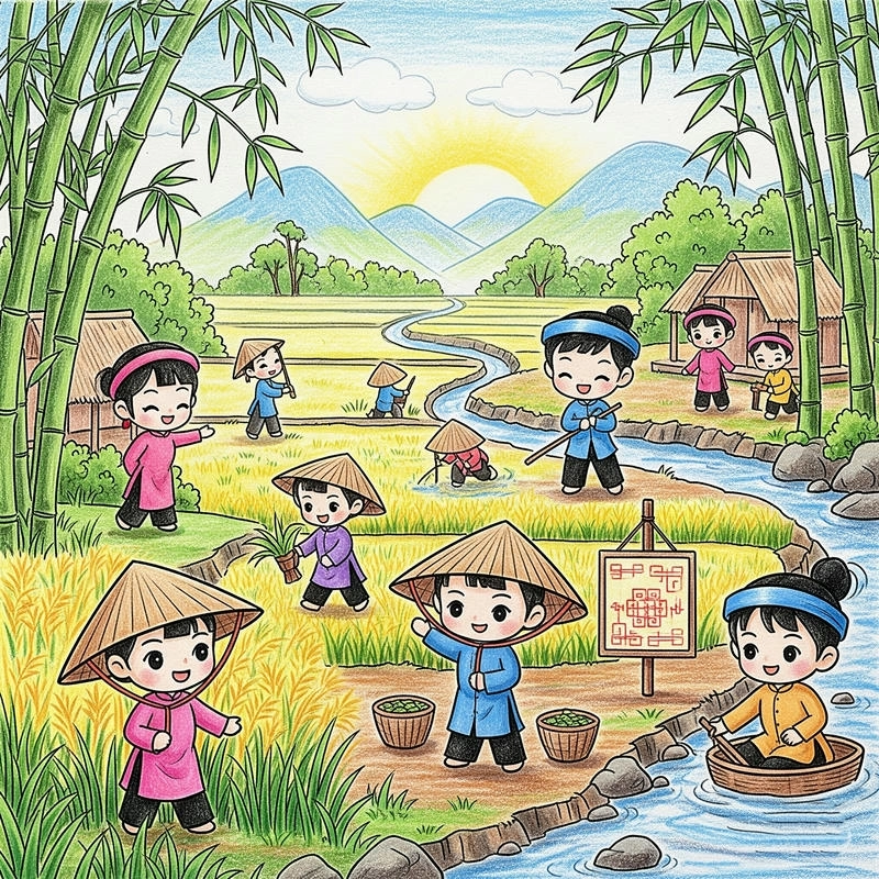 tranh vẽ yêu quê hương đất nước đẹp nhất 