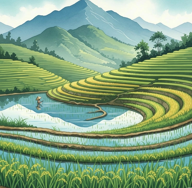 quê hương tranh vẽ ruộng bậc thang 