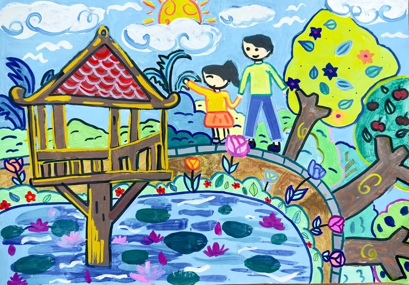 vẽ tranh chủ đề thiên nhiên sáng tạo độc đáo 
