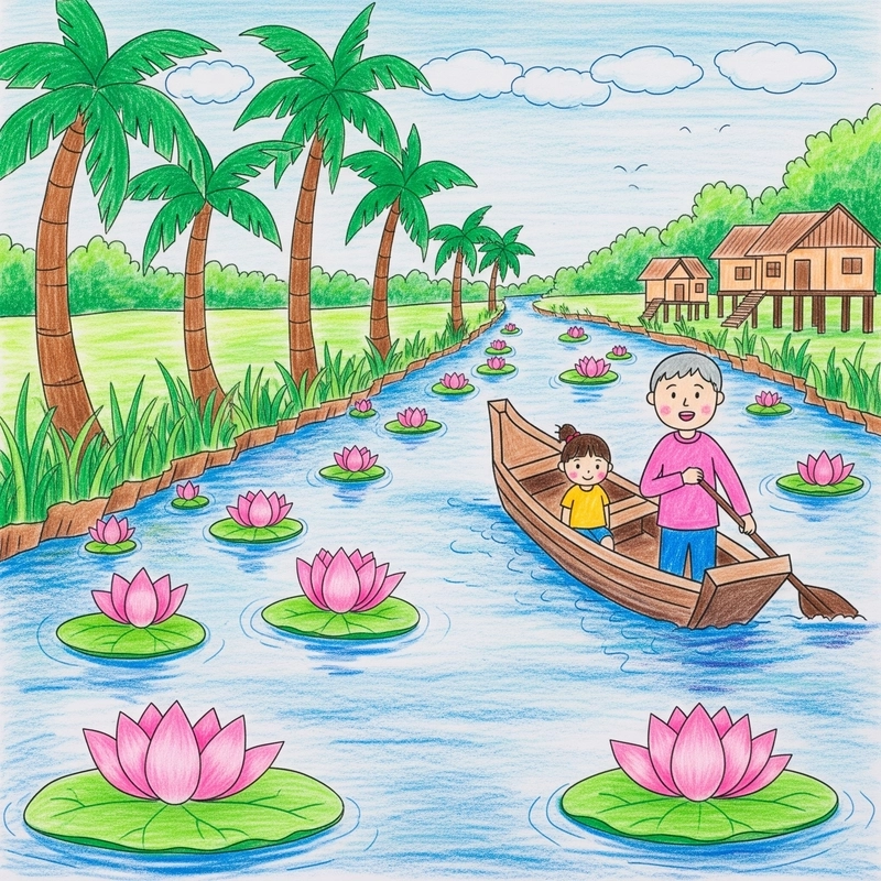 vẽ tranh phong cảnh thiên nhiên mùa xuân 