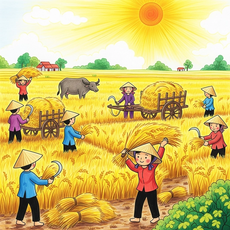 tranh vẽ cảnh quan thiên nhiên đồng quê 