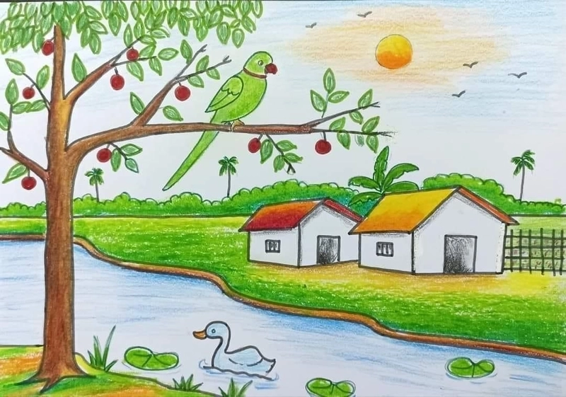 tranh vẽ thiên nhiên đẹp và sinh động 