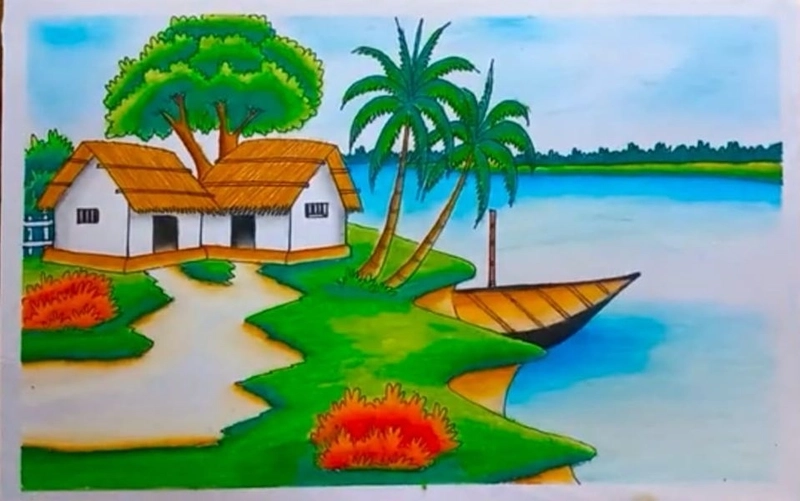 tranh vẽ cảnh quan thiên nhiên hấp dẫn 