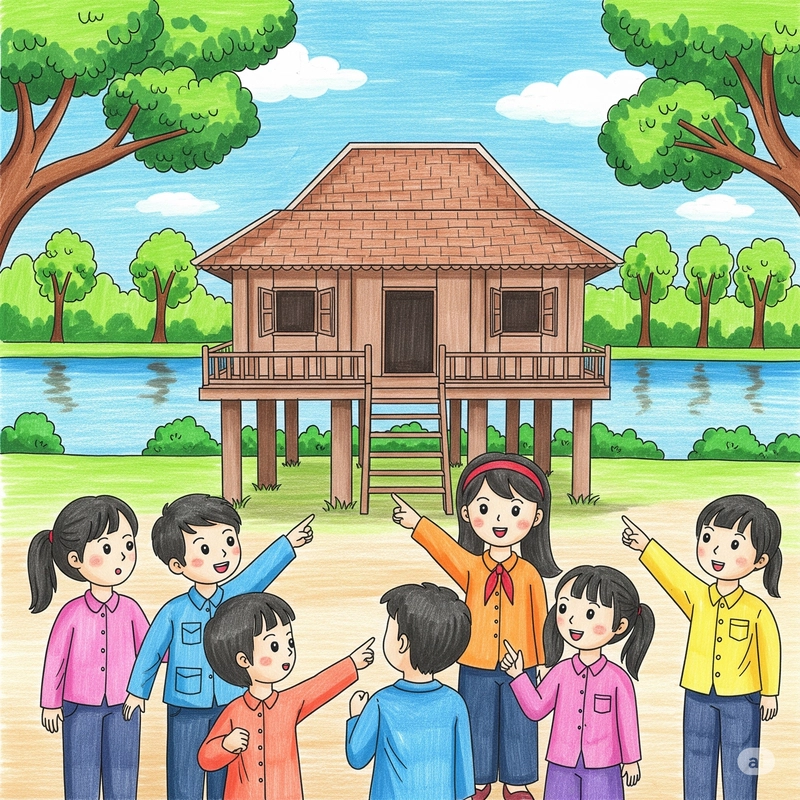 tranh vẽ thiếu nhi và bác hồ 
