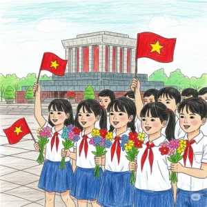 vẽ tranh thiếu nhi việt nam mừng đại hội đoàn