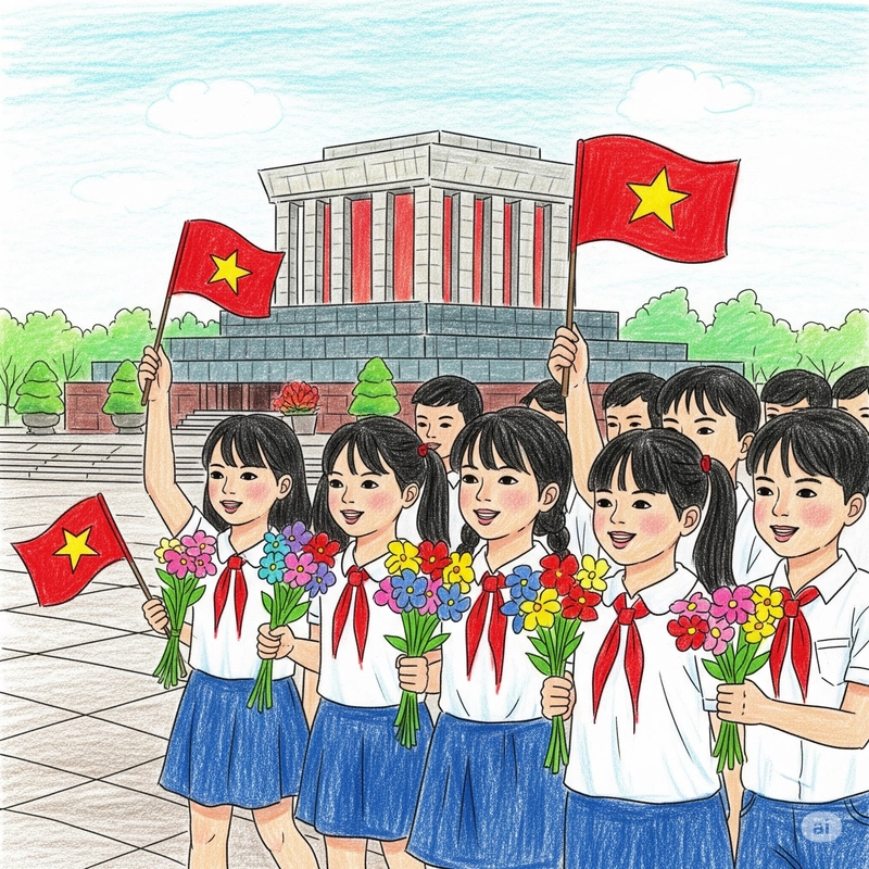 vẽ tranh thiếu nhi việt nam mừng đại hội đoàn 