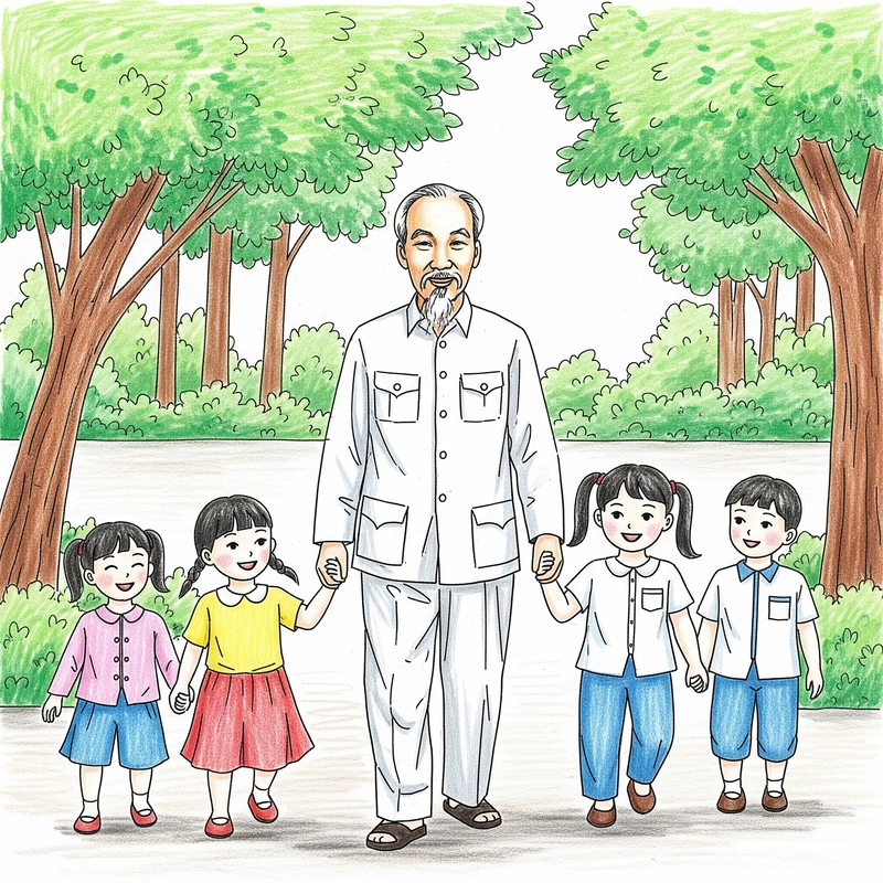 vẽ bác hồ và thiếu nhi 